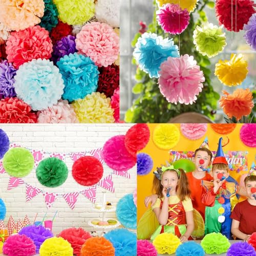 Dark Green Tissue Paper Pom Poms - 12PCS (6x10in & 6x12in) DIY Decorations