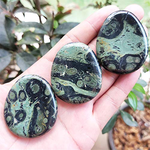 Kambaba Jasper Thumb Worry Stone - Hand Carved Healing Crystal for Stress Relief