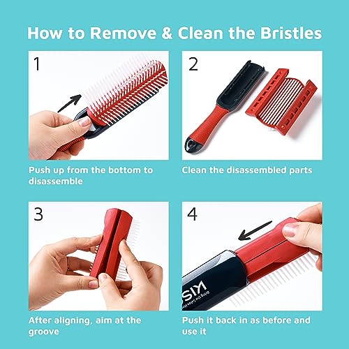 KISS Colors & Care 7-Row Detangling Hair Brush - Non-Slip Grip