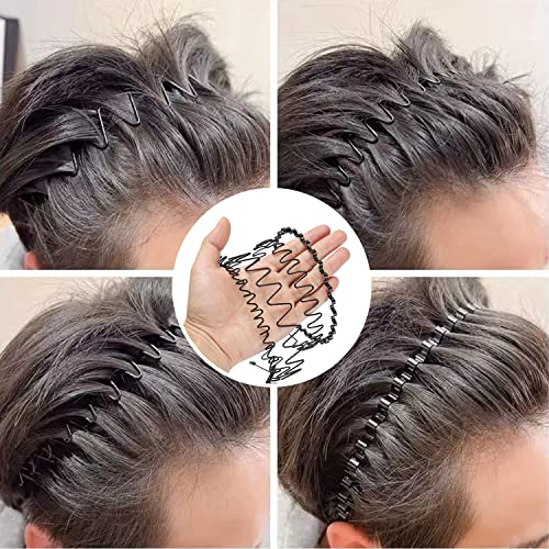 WantGor Unisex Metal Headbands - 6 Pack Black Hair Accessories