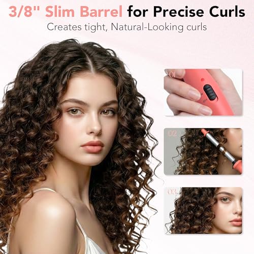 Ouphiny 3/8 Inch Mini Ceramic Curling Iron for Short Hair and Bangs