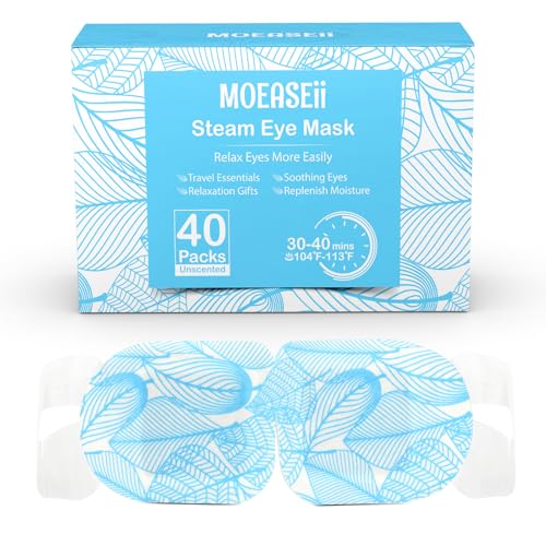 MOEASEii Steam Eye Mask for Dry Eyes - Self-Heating Warm Compress, 40 Packs
