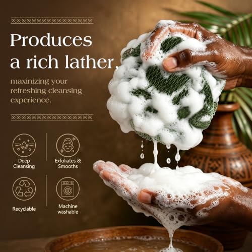 African Net Sponge 4 Pack - Deep Exfoliating Shower Scrubber