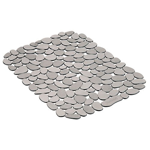 iDesign Pebblz Sink Grid - Non-Skid Plastic Dish Protector Mat, 11.75" x 15.75", Gray