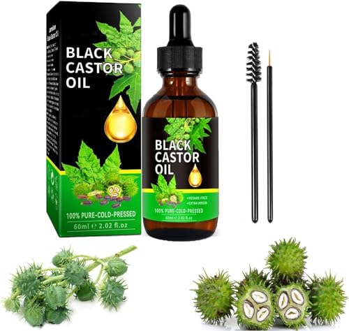Aceite de Ricino Orgánico Puro para Cabello, Pestañas y Cejas - 60ml, 1 Botella (Variation 1) - Negro Prensado en Frío
