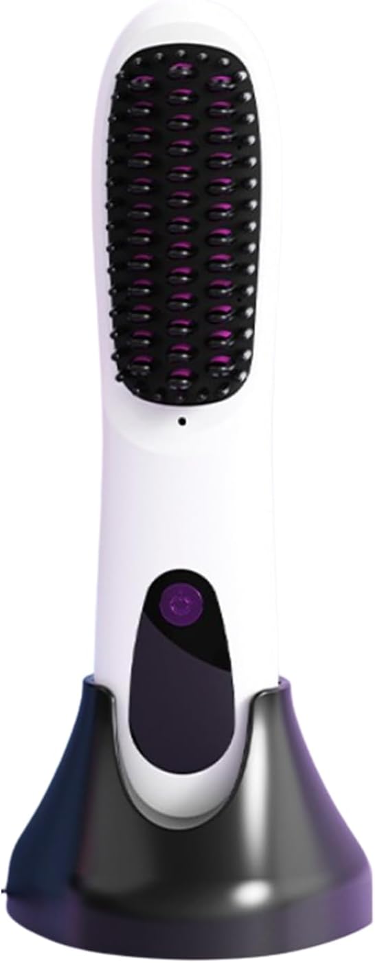 Cordless Hair Straightener Brush - Dual Charging, Compact Design for Home & Travel | Black