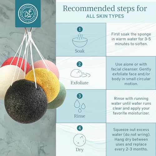 Bare Essentials Living Konjac Sponge Set - 10 Pack Natural Exfoliating