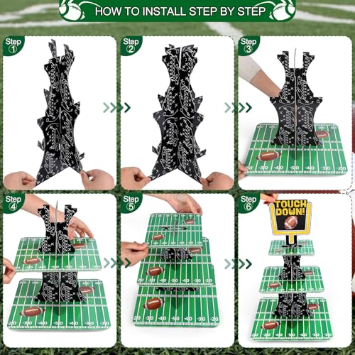 Football Theme Cupcake Stand - 3-Tier Cardboard for Parties