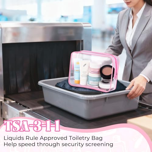 CHICAUP 6-Piece Clear TSA Approved Toiletry Bags, Waterproof Travel Pouch Set