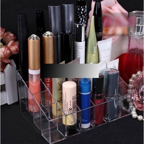 Transparent 24-Lattice Lipstick Organizer - 5.75x3.75x1.75 Inch (Pack of 2)