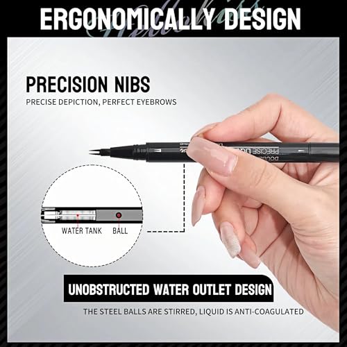NinjaTiger Waterproof 2-Pack Eyebrow Pencil Set - Dark Brown & Black Brown, 2-in-1 Microblading Brow Pen for Women