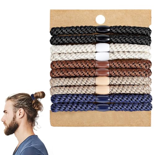 Durable Braided Hair Ties for Men - 10Pcs No-Crease Design