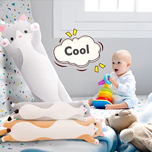 Long Cat Plush Pillow - 19.7in Soft Kawaii Stuffed Animal