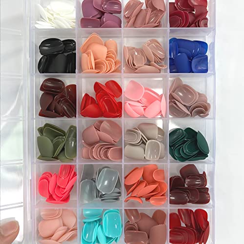 AddFavor Matte-Round Short Press-On Nails 576pcs Full Cover Fake Nail Tips for Women Girls