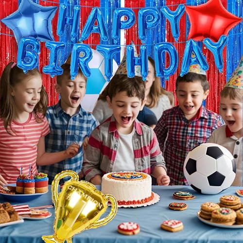 Soccer Birthday Party Supplies Set - Barcelona Theme Decorations