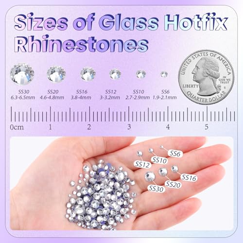 4000 Pcs Clear SS10 Hotfix Rhinestones for DIY Crafts