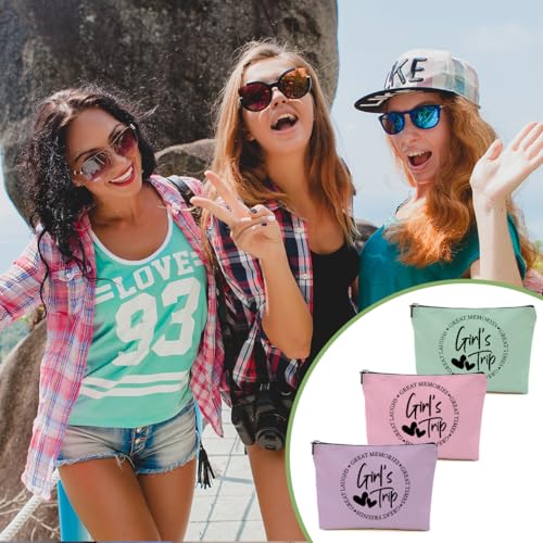 Girls Trip Makeup Bag Set - 3 Pcs Portable Cosmetic Pouches