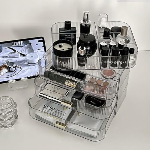 Cendray Makeup Organizer with Drawers, Stackable Clear Tray – Large Cosmetic Storage