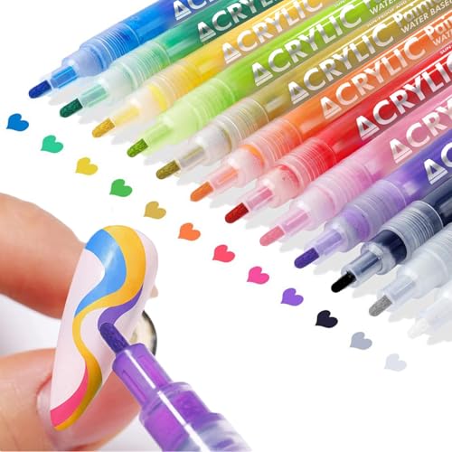IONSGAKO 12 Colors Nail Art Pens Set Quick Dry Nail Polish Markers