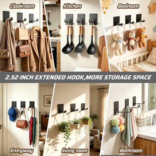 Heavy-Duty Adhesive Hooks - 4 Pack Waterproof Stainless Steel