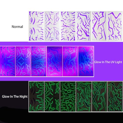 Glow in the Dark K-Pop Temporary Tattoos Kit - 12 Sheets