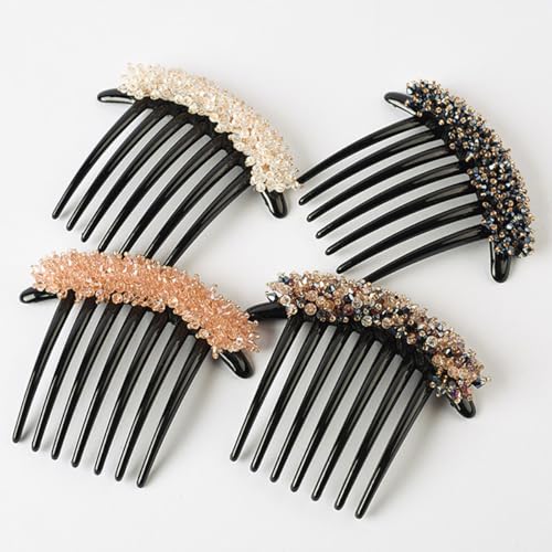 4-Piece Rhinestone Hair Side Combs - Elegant Crystal Bridal Hair Accessories