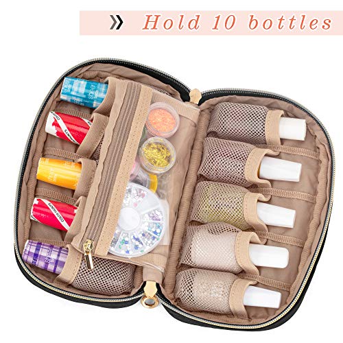 LUXJA Nail Polish Case - Padded Organizer for 10 Bottles, Black