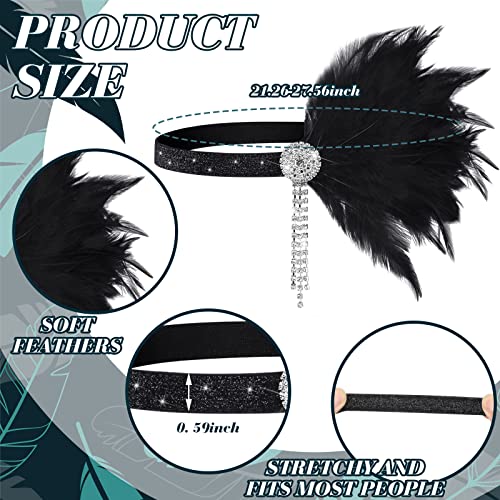 4 Pcs Vintage 1920s Flapper Headband Set - Rhinestone Feather Headpiece