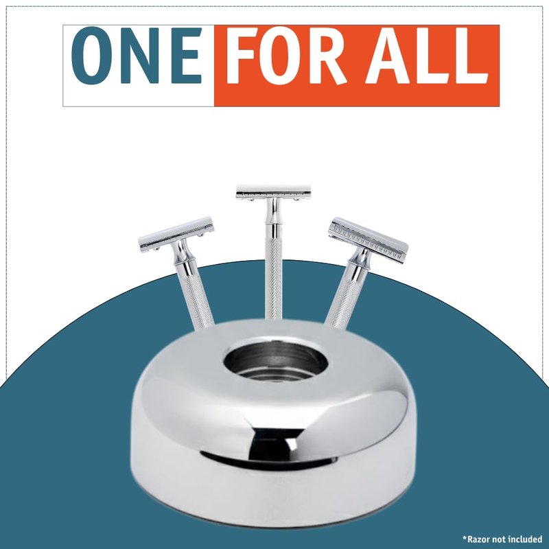 MERKUR Shaving Stand Gloss Chrome 4006 | Non-Slip with Straight Cut | Ideal for Wet Shaving | Brass | Made in Germany
