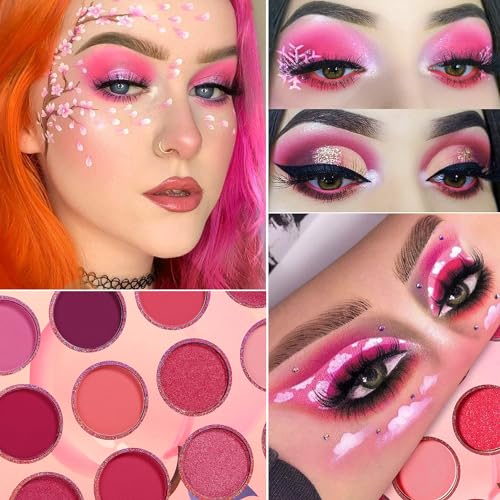 DE'LANCI Pink Eyeshadow Palette, Highly Pigmented Bright Hot Eye