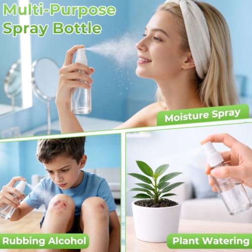 JTIEO 6 Pack 2oz Glass Spray Bottles for Essential Oils & Perfume - Travel Refillable Set