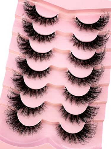 Cat Eye False Eyelashes - 7 Pairs 5D Faux Mink Wispy Strip Lashes