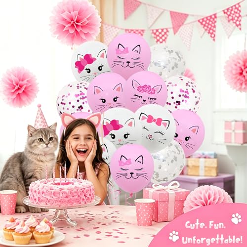 42 Pack Cute Cat Balloons | 12-Inch Latex Balloons for Parties
