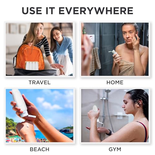Dot&Dot 3oz All White Leak-Proof Travel Bottles Set of 4 TSA Approved Silicone Containers