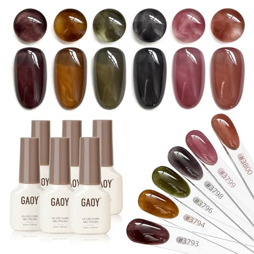 GAOY Milky Gel Nail Polish Set - 6 Colors Long Lasting UV Gel