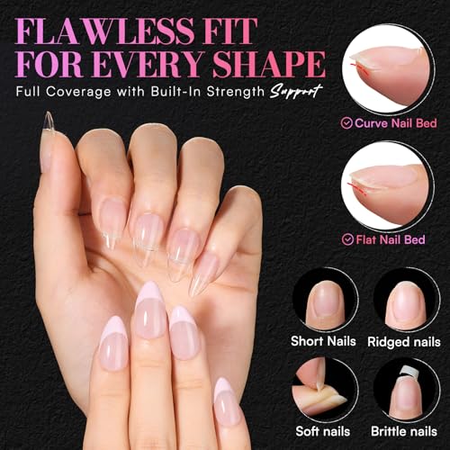 Makartt Short Almond Nail Tips - 240PCS, 15 Sizes, Pre-Etched