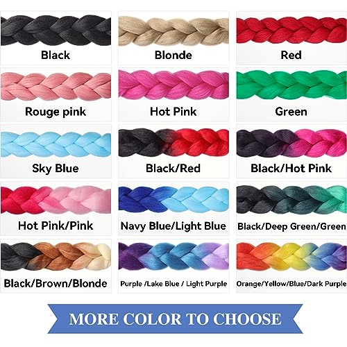 HAIRCUBE 24 Inch Ombre Rainbow Braiding Hair Extensions - 3 Packs