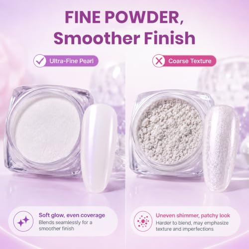 Beetles Chrome Nail Powder Set - 2 Jars White Pearl & Purple Aurora