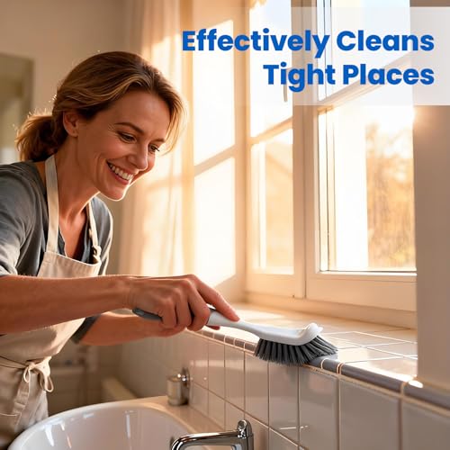 3-Pack Hard Bristle Scrub Brushes for Bathroom & Tight Spaces