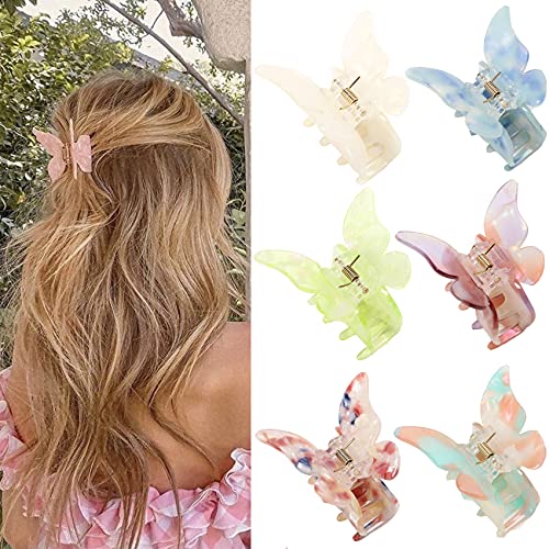 NAISIER Butterfly Hair Claw Clips - 2.3 Inch Tortoise Shell, 6 Pack