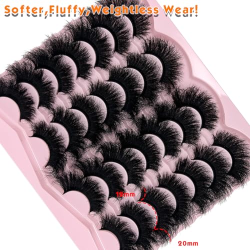 Loladook Fluffy 20mm Thick Faux Mink Strip Lashes - Cat Eye, Dramatic, Reusable