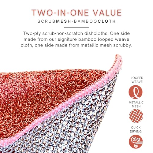 Whiffkitch Reusable Scrubbing Dishcloths - 6-Pack, 6x7in, Fast-Drying