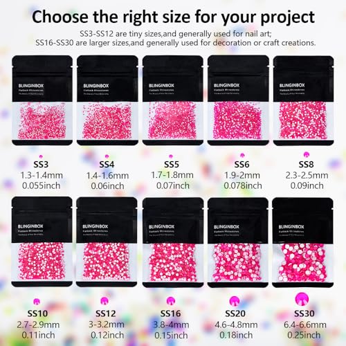 BLINGINBOX 1440pcs Luminous Flatback Glass Rhinestones SS20 4.8mm Crystals