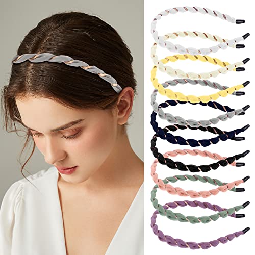 ZIRICHER Thin Metal Spring Headbands for Women - Multicolor Wavy Hair Hoop