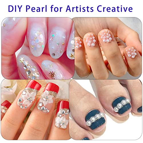 Silver Half Pearl Beads for Crafts & Nail Art, 5900 pcs, 2-10mm
