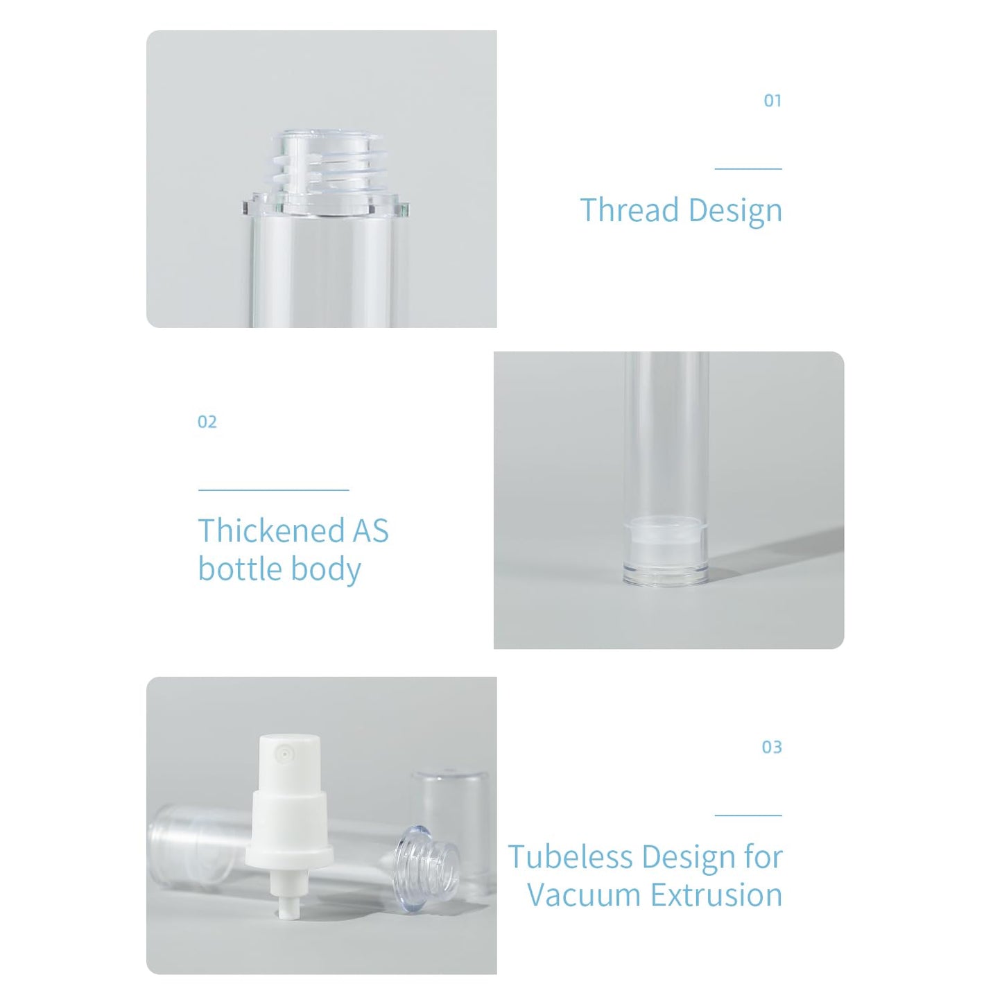 6 Pack 0.17 oz Plastic Empty Airless Pump Bottles Travel Size Refillable Leakproof Containers for Skincare Cosmetics Toiletries TSA Approved‌