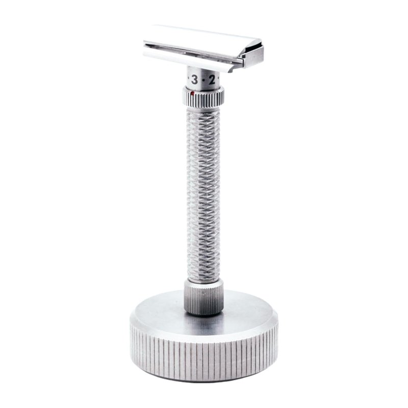 Rex Supply Co. Konsul XL Adjustable Slant Safety Razor – Stainless Steel Double Edge Razor with Long Handle & Diamond Grip | Customizable Shaving Precision | Made in USA | Wet Shaving Essential
