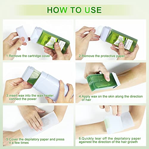 Aloe Vera Hair Removal Wax Refill - Soft Wax Roller Cartridge 4 Pack