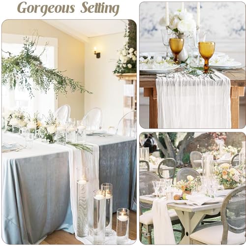 3 Pack White Cheesecloth Table Runners - 35x120 Inch for Weddings & Events