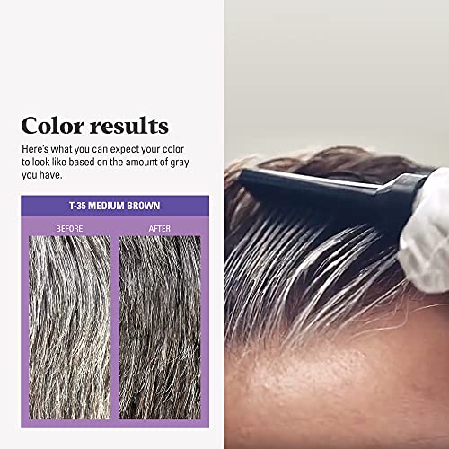 Just For Men Touch of Gray Hair Color Kit Medium Brown T-35 Pack of 2 with Comb Applicator